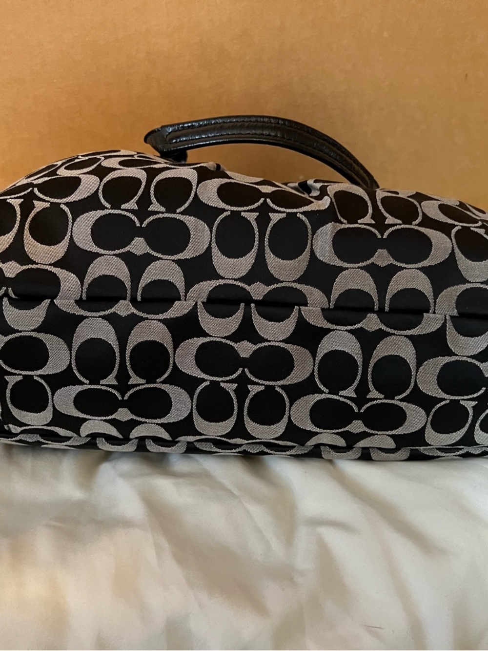 Coach Black & Gray Signature Canvas Satchel with Black Leather Trim. - Picture 3 of 7